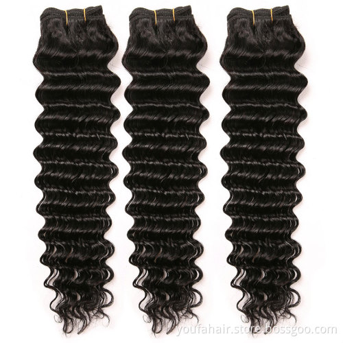 12A Unprocessed Raw Indian Virgin Human Hair Cuticle Aligned Double Drawn Deep Wave 3 Bundles with Closure Hair Extension Vendor